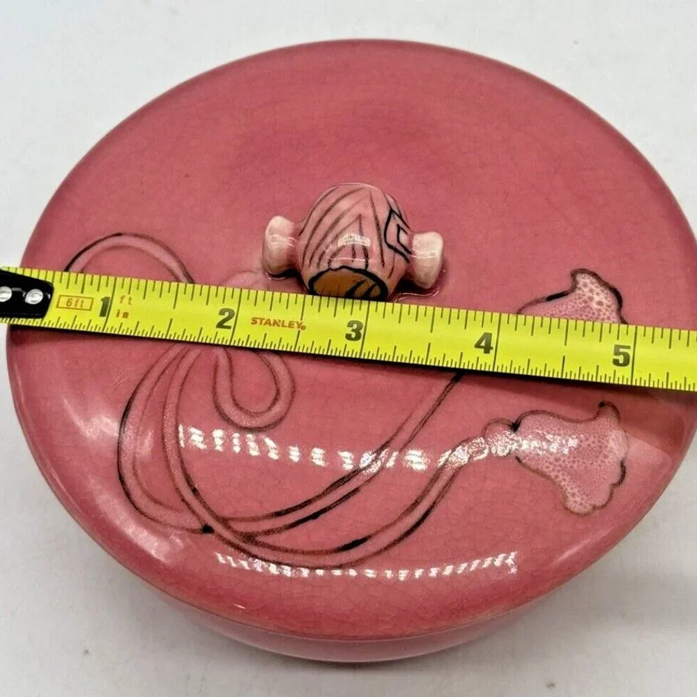 Moriyama Hand Painted Covered Dish‎ Bowl Powder Jar Rose Japan Floral Vintage